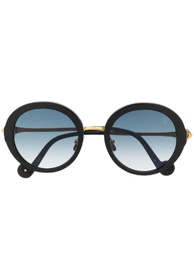 Anna-karin Karlsson Gradient Round-frame Sunglasses In 黑色