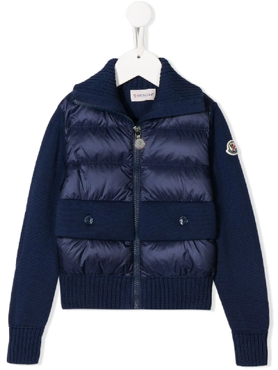 Moncler Kids' Contrast Sleeve Padded Jacket In Blue