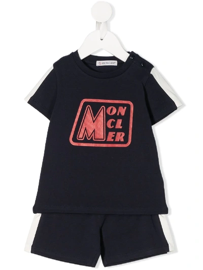 Moncler Babies' Stripe Detail Logo Tracksuit Set In Blue