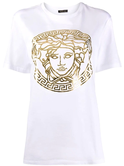 Versace Motif Detail T-shirt In White