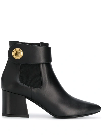 Givenchy Logo Button Ankle Boots In Black