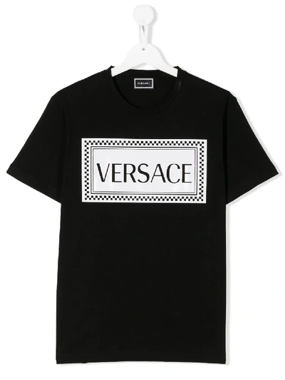Young Versace Teen Logo Block Print T-shirt In 黑色