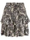 Isabel Marant Étoile Ruched Layered Paisley Print Skirt In Black