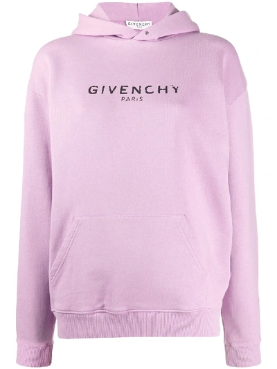 Givenchy Logo Print Jersey Sweatshirt Hoodie In Lilac