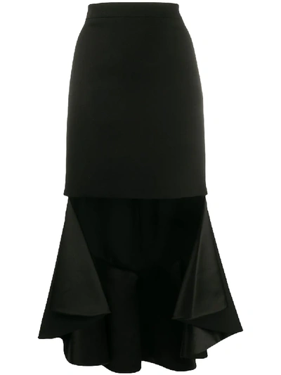 Givenchy Asymmetric Wool Midi Skirt In Black