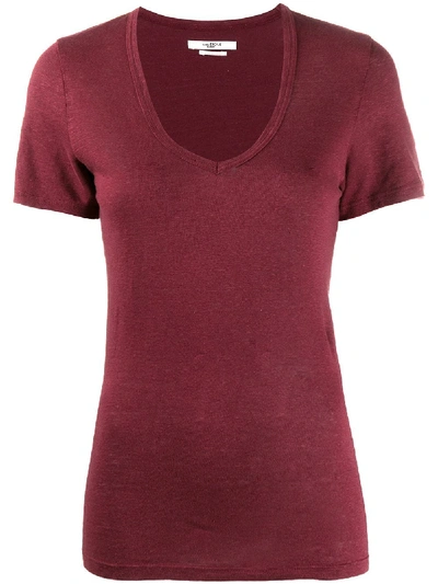 Isabel Marant Étoile V-neck Jersey T-shirt In Red