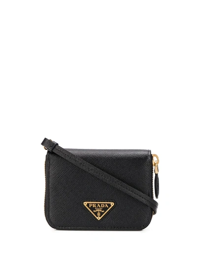Prada Compact Zip-around Wallet In 黑色