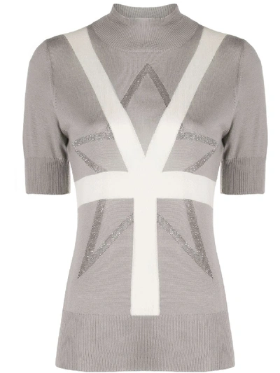 Lorena Antoniazzi Short-sleeve Knit Top In Grey