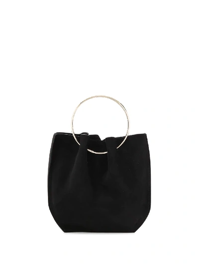 The Row Micro Black Suede Top Handle Bag