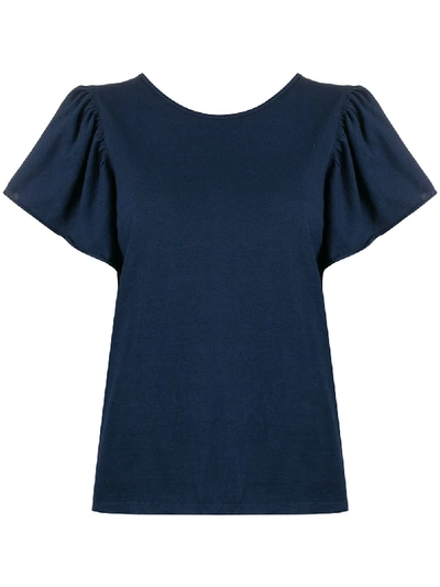 Forte Forte Short Bell Sleeve Top In Blue