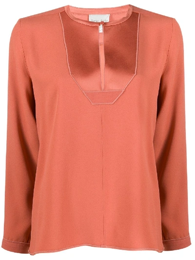 Forte Forte Embellished Bib Blouse In Orange