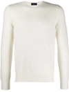 Drumohr Ribbed Detail Crew Neck Jumper In White