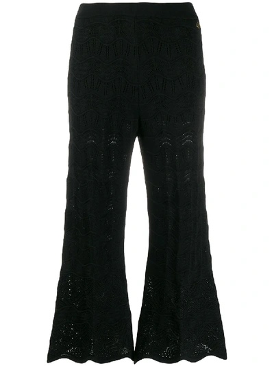 Twinset Embroidered Cropped Trousers In Black