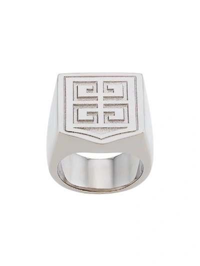 Givenchy 4g-engraved Signet Ring In Silver