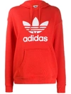 Adidas Originals Adicolor Logo-print Cotton Hoodie In Red