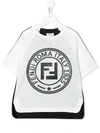 Fendi Kids Printed T-shirt In Avorio/nero