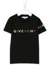 Givenchy Boy's Multicolor Text Short-sleeve Logo T-shirt, Size 12-14 In Black
