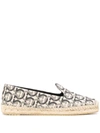 Ferragamo 10mm Sue Gancini Logo Fabric Espadrilles In Neutrals