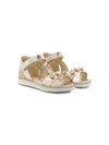 Monnalisa Kids' Open Toe Stud-embellished Sandals In Gold