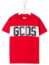 GCDS CREW NECK LOGO STRIPED T-SHIRT