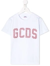 GCDS GLITTER LOGO PRINTED T-SHIRT DRESS