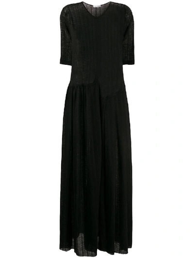 Jil Sander Sheer Knit Maxi Dress In Black