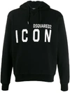 Dsquared2 Icon Logo Black Sweatshirt With Classic Hood In Black