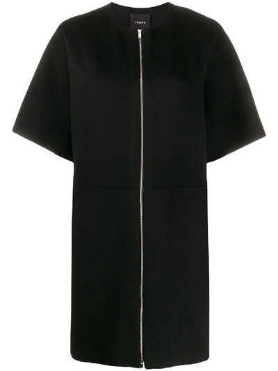 Theory Front Zip Dress In Black