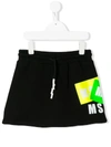 Msgm Kids' Printed Logo Tape Skirt In Black