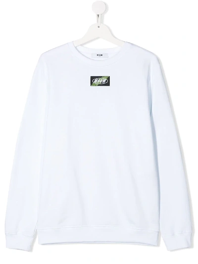 Msgm Teen Graphic Print Cotton Sweatshirt In White