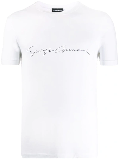 Giorgio Armani Logo Embroidered T In White