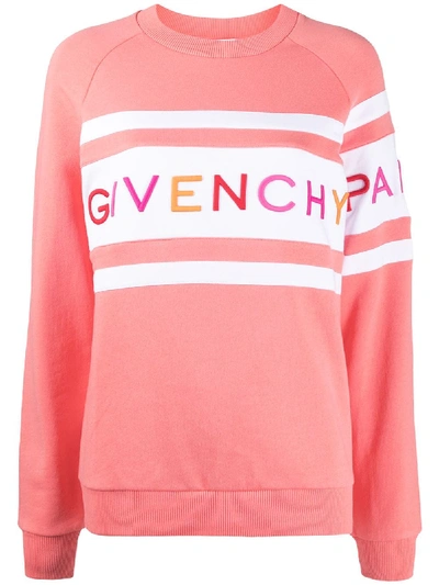 Givenchy Striped Logo Sweatshirt In Pink
