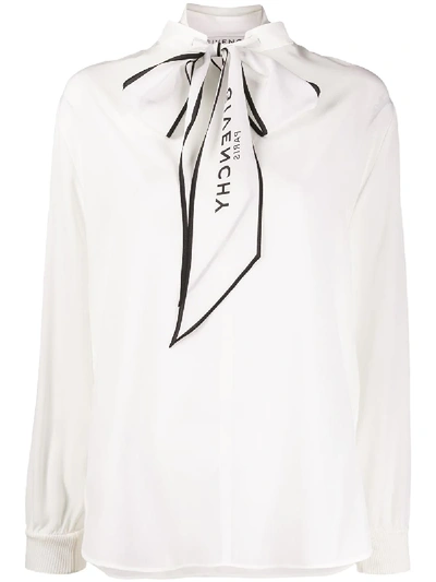 Givenchy Logoed Lavalliere Collar Shirt In White,black
