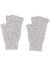 Pringle Of Scotland Fingerless Fine Knit Gloves In Grey