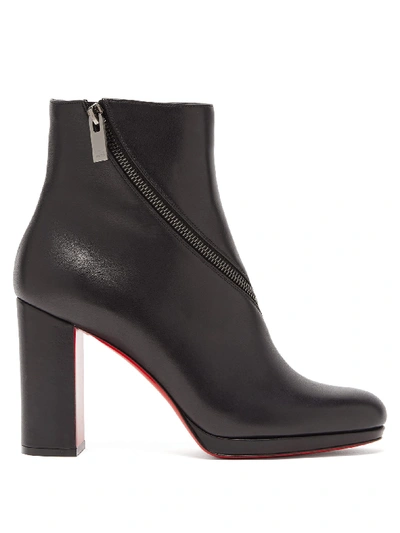 Christian Louboutin Birgitta 100 Zip-detailed Leather Ankle Boots In Black