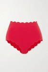 Marysia Santa Monica Scalloped Stretch-crepe Bikini Briefs In Red