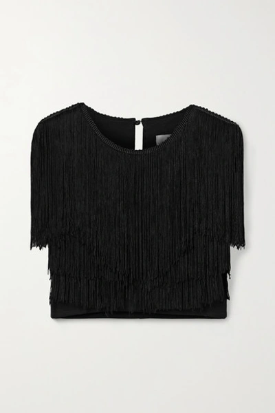 Miguelina Adisa Cropped Fringed Jersey Top In Black