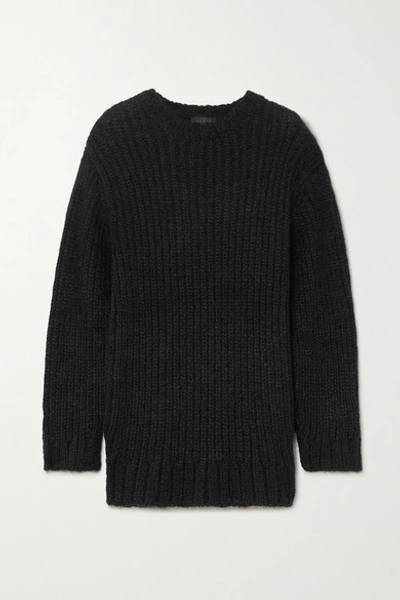 The Range Fog Ribbed-knit Sweater In Black