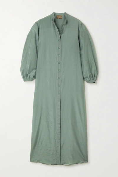 Albus Lumen Levitas Cotton And Silk-blend Maxi Dress In Green