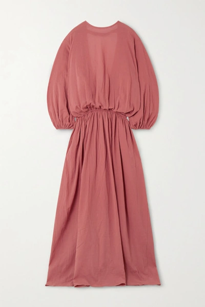 Albus Lumen Licentia Open-back Draped Cotton-crepon Maxi Dress In Pink