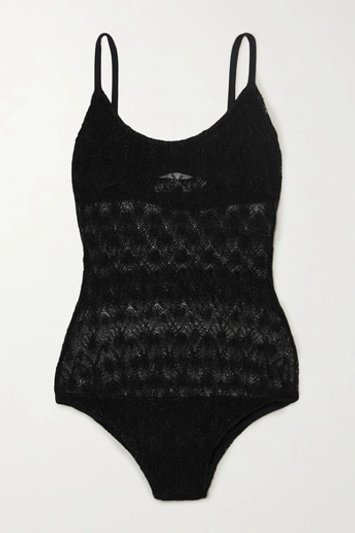 Missoni Mare Metallic Crochet-knit Swimsuit In Black