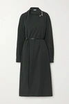 BOTTEGA VENETA BELTED EMBELLISHED WOOL WRAP DRESS