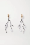 CHLOÉ CONNIE GOLD AND SILVER-TONE, PEARL AND CRYSTAL CLIP EARRINGS