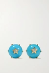 ANDREA FOHRMAN Mini Cosmo 14-karat gold, turquoise and diamond earrings