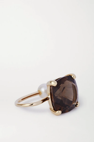 Natasha Schweitzer Smokey Quartz 9-karat Gold, Quartz And Pearl Ear Cuff