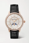 JAEGER-LECOULTRE RENDEZ-VOUS MOON AUTOMATIC 34MM MEDIUM ROSE GOLD, ALLIGATOR AND DIAMOND WATCH
