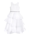 White Label By Zoe Girl's Ella Organza Tiered Dress In White