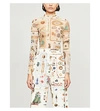 Monse Victorian Print Body-con Sheer Top In Ivory+multi