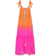 Juliet Dunn Ombre Embroidered Silk Maxi Dress In Multicoloured