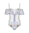CAMILLA PRINTED OFF-THE-SHOULDER SWIMSUIT,P00436430